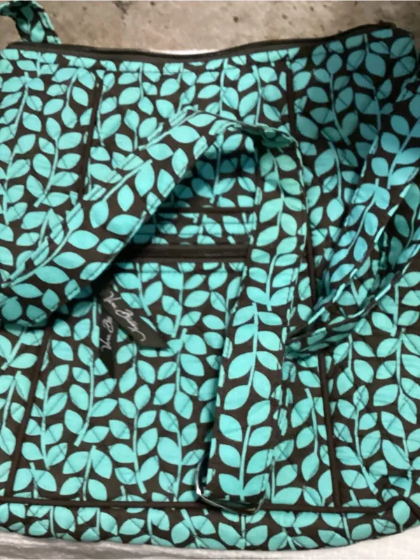 Vera Bradley Brown And Turquoise Cotton Handbag - Image 2