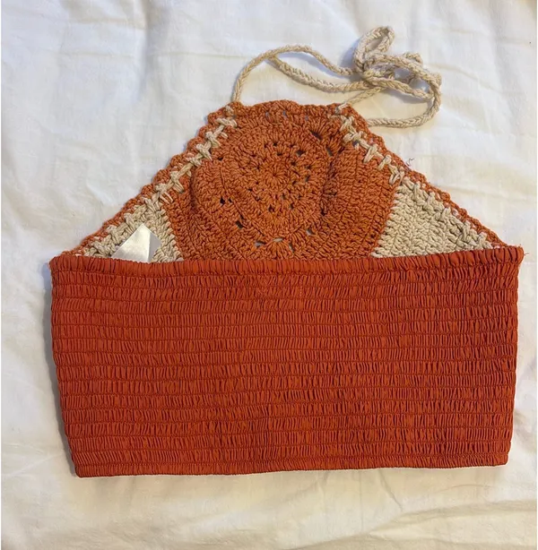 Crochet Crop Top Orange - Image 2
