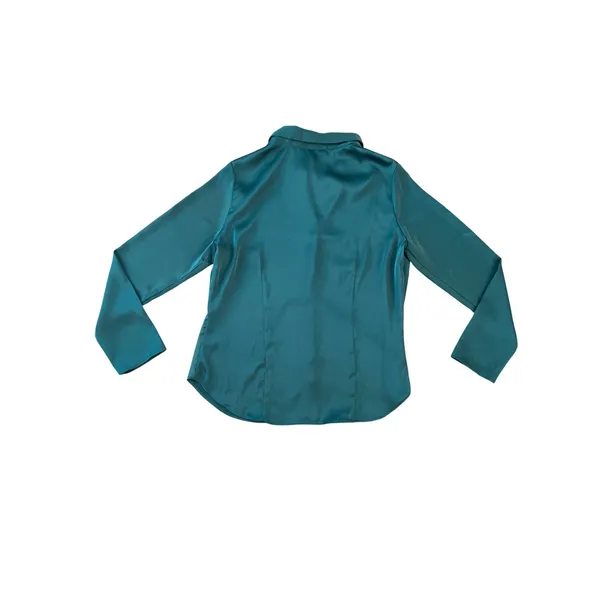 Rachel Zoe Women Teal Green Satin Long Sleeve Button Down Blouse Size M NWT - Image 2