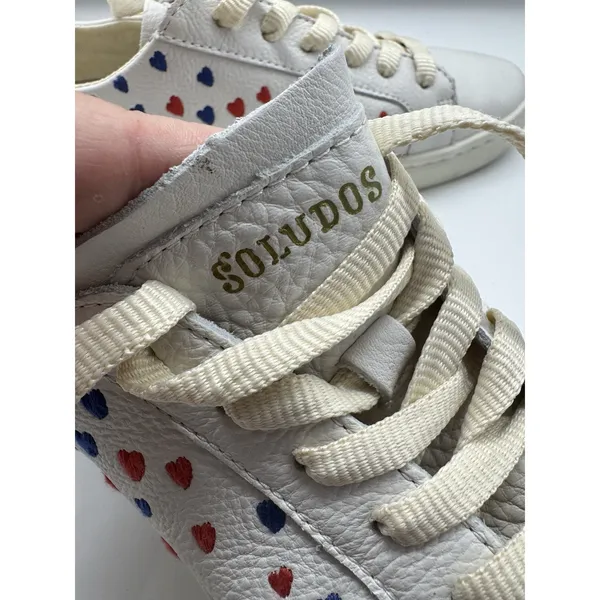 Soludos Ibiza Lace Up White Leather Sneakers Queen of Hearts Size 6.5 - Image 6