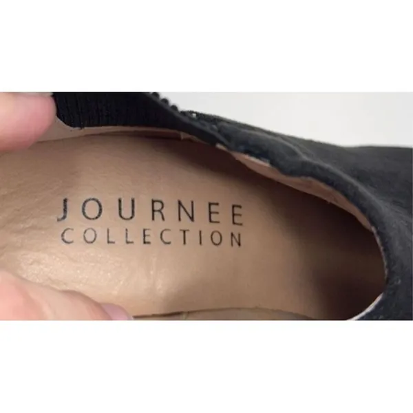 Journee‎ Chelsea Black Pointed Toe Kitten Heel Ankle Boots Booties Size 6 WIDE - Image 9