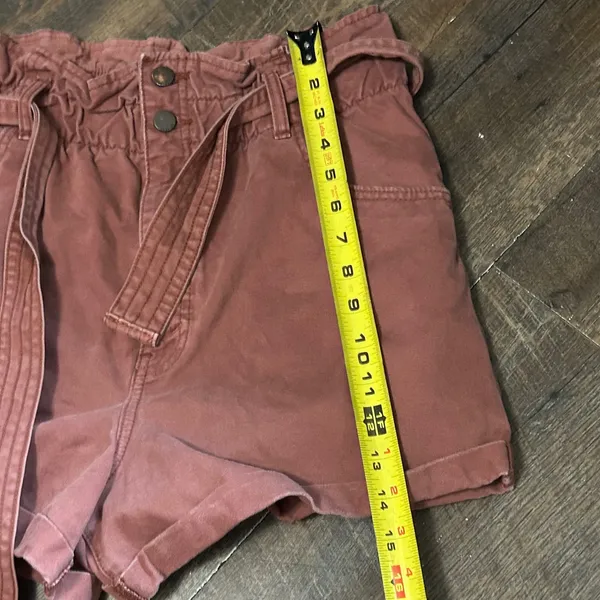 Abercrombie‎ & Fitch Mauve Paperbag High Rise Shorts with Belt Womens Size M - Image 7