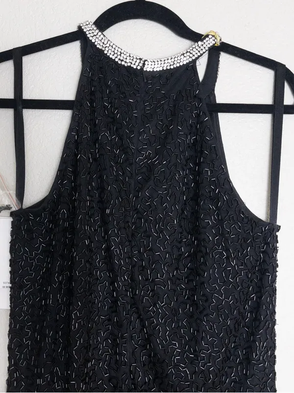 NWT Mac Duggal Beaded Sleeveless High Neck Column Gown 10 Black Maxi Dress 93742 - Image 9