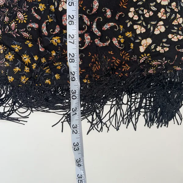 Maurices Black Multicolor Paisley Floral Print Fringe Hem Kimono - Image 9