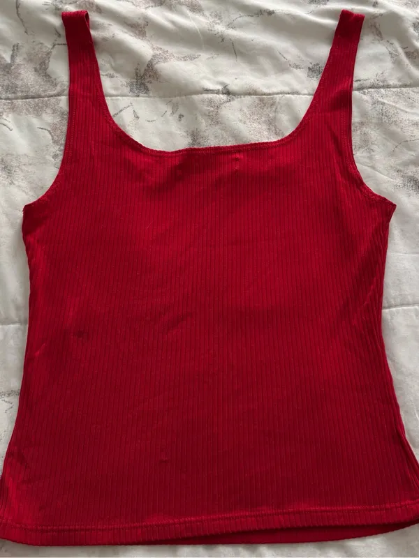 Reformation Carla red ribbed Sleeveless Square-Neck Tank Top, size S Made in USA - Image 15