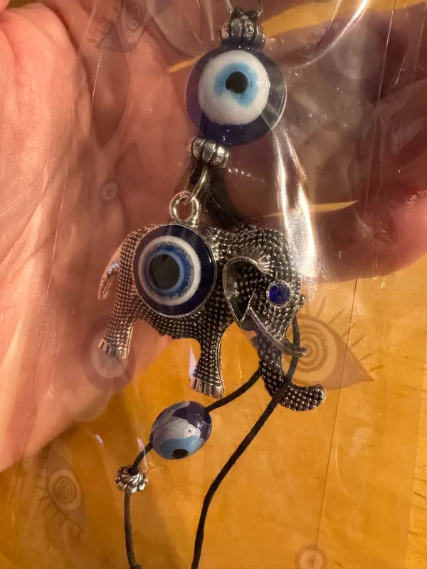 Evil Eye Elephant Silver Tone Keychain - Image 4