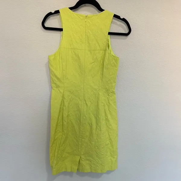 Milly Collection x Banana Republic Neon Yellow Sheath Mini Dress Jacquard Size 4 - Image 7