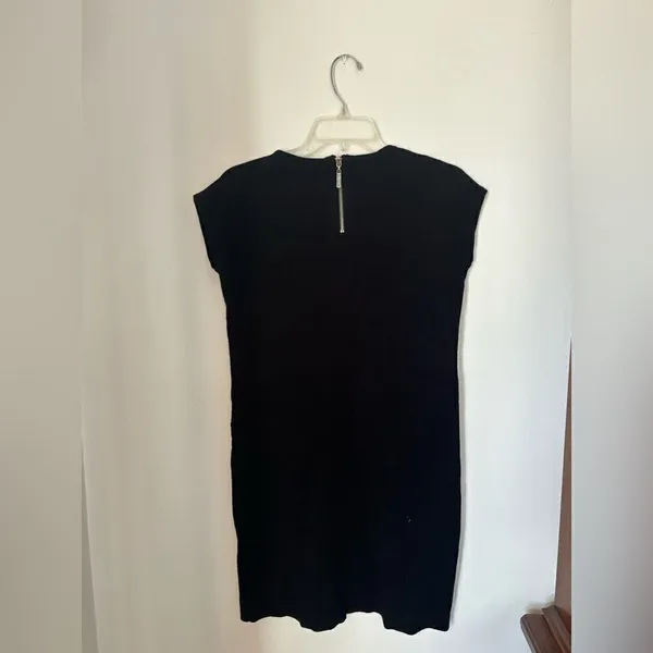Adrienne Vittadini Black Short Sleeve Zipper Detail Dress Size Small - Image 8