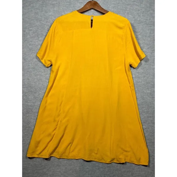 Umgee Womens M Mustard Yellow Embroidered‎ Floral Dress Casual Boho Chic - Image 5