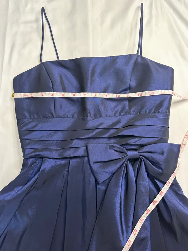 Fiesta Solid Straight Ruched Satin/Mesh Homecoming Dress - Blue/Black - M - Image 12