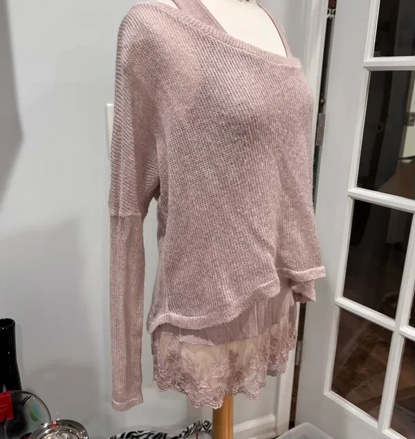 New Collection Made in Italy Mauve Mohair Blend Layered Tunic Sweater Set - Image 2