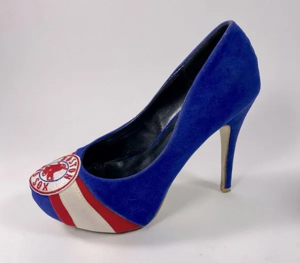 HerStar Boston Red Sox Suede High Heels Color Blue/Red/White SZ 7 - Image 6
