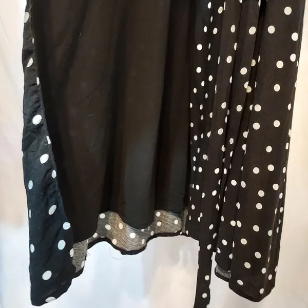 Lulu's Black White Polka Dot Tiered Ruffle 3/4 Sleeve Midi Tie Wrap Dress Small - Image 11
