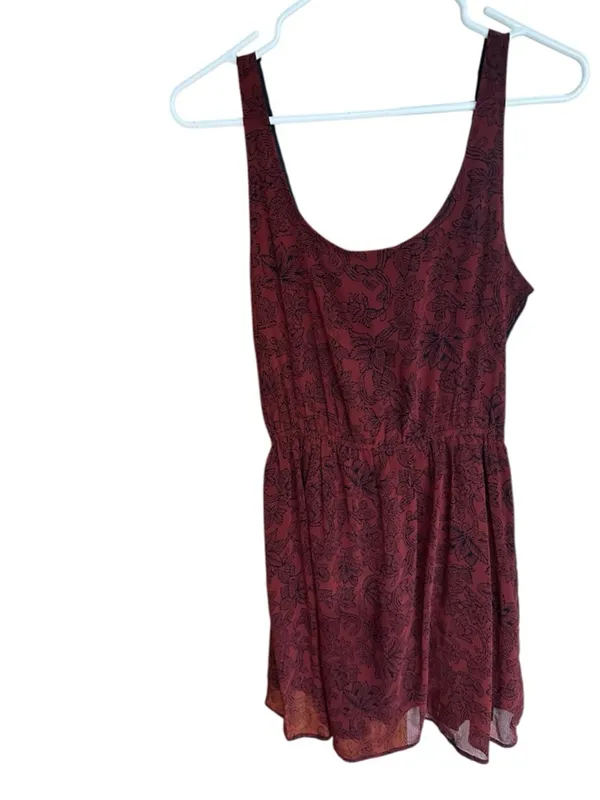 Y2K Abercrombie & Fitch Maroon Patterned Midi Dress - Image 2