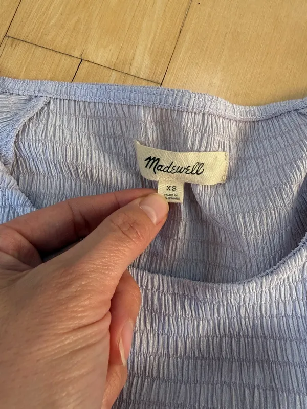 Madewell Shirred Crewneck Short Sleeve Crop Top Dusty Lavender Small - Image 3