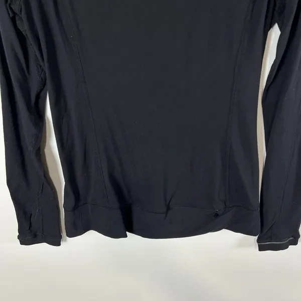 Lululemon Full Tilt Long Sleeve Top Sz 4 Black Lace Back‎ Thumb Holes Yoga - Image 3