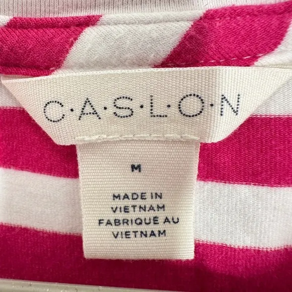 Caslon Womens Striped Long Sleeve Crew Neck T‎ Shirt Size M Pink White Casual - Image 4