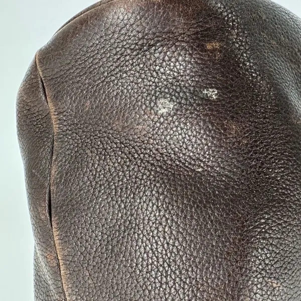 Stone Mountain Dark‎ Chocolate Brown Pebbled Leather Brass Grommet Bucket Bag - Image 16