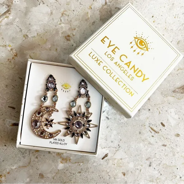 Eye Candy LA - Miya - Celestial Sun and Moon Statement Earrings - Image 2