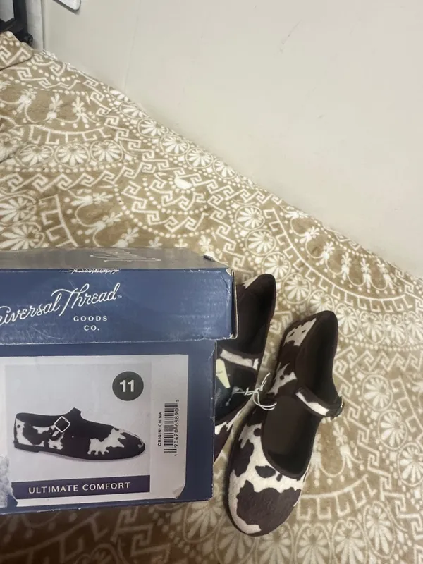 Universal Threads Brown and White Cowprint Mary Jane Flats - Image 3