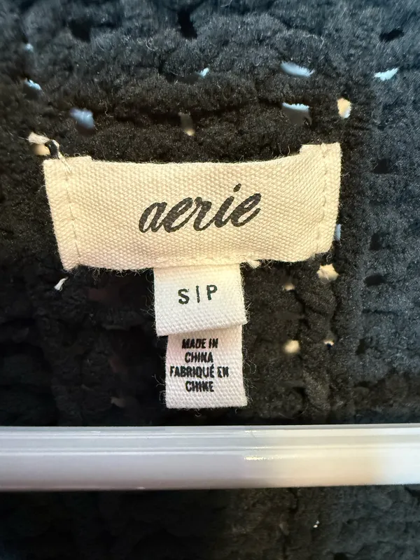 Aerie Black Cable Car Quarter Zip Chunky Cable Knit Sweater Size S Academia - Image 5