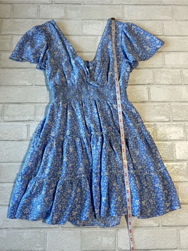Altar’d State Blue Floral Tiered V-Neck Women's Dress Coastal Size XS - Image 6