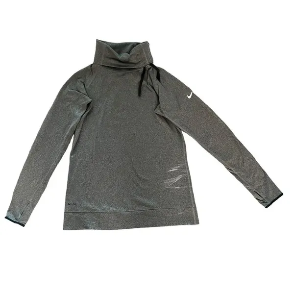 Nike Pro Hyperwarm Women’s Large DRI-FIT Mock Neck Long‎ Sleeve Gray Top - Image 2