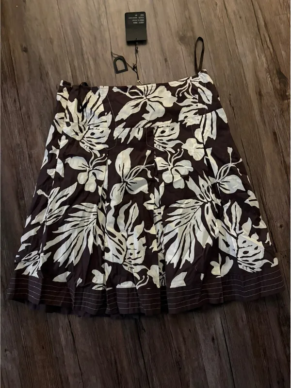 NWT Dimri Skirt 8P Brown Floral A Line Midi Boho Y2k - Image 3