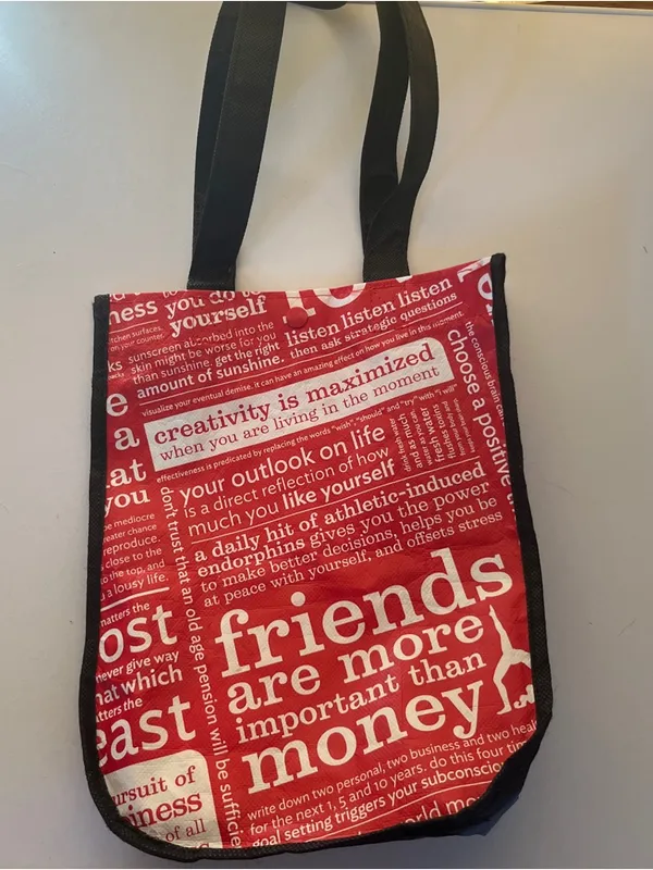 Lululemon Reusable Tote Bag Red Black Grocery Gym Shopper - Image 2