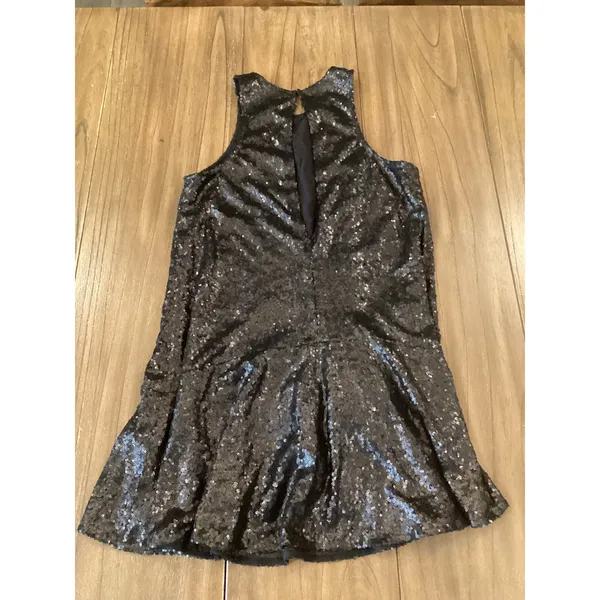 Free People night out Black Sequined Liquid Shine Party sleeveless halter dress - Image 3