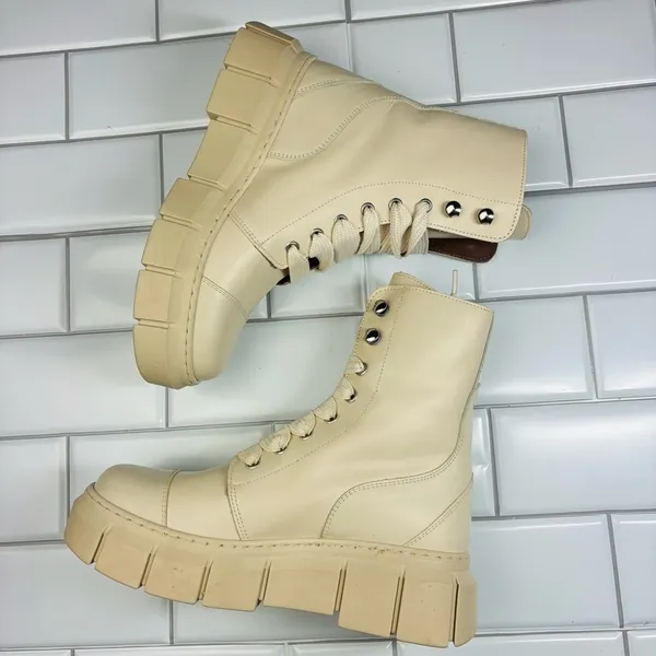 ALOHAS Can Can Leather Lace up Boot in Beige EU 36/US 6‎ - Image 9