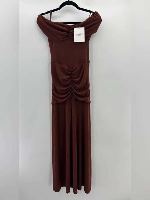 Runaway The Label Meila Maxi Dress in Espresso - Image 8