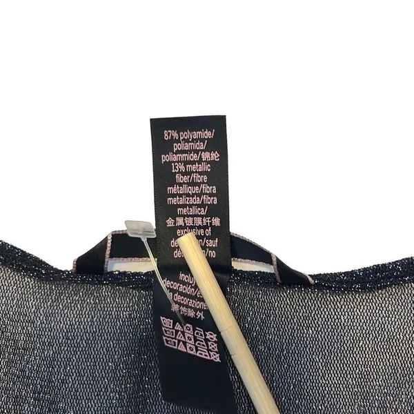 Victorias Secret Y2K Black Silver Glitter Metallic Sheer Top XS/S Sexy Moto Punk - Image 5
