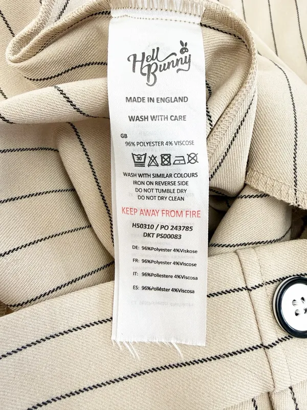 Hell Bunny 30s 40s Caspian Beige Stripe Swing Sailor Trousers Retro Pinup - Image 13
