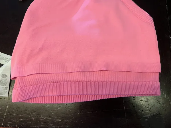 Aerie Sports Bra Womens Small Pink Ribbed Knit High Neck Racerback Cropped - Image 5