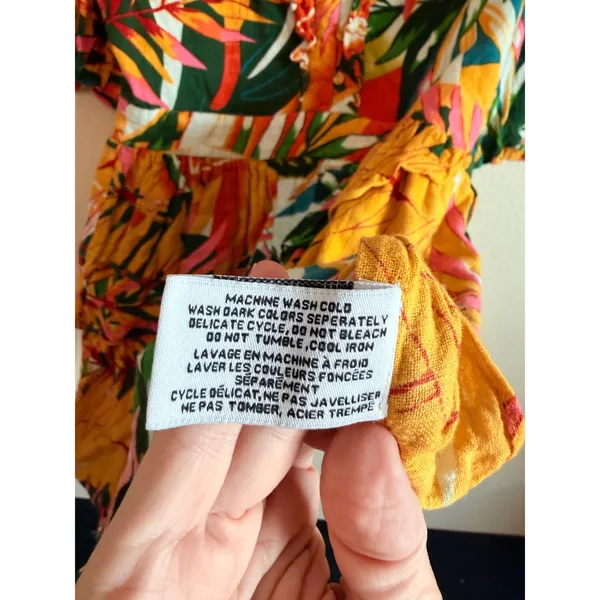 Walter Baker Dress‎ Womens 6 Multicolor Tropical Palm Print Ruffle Mini W71469 - Image 5