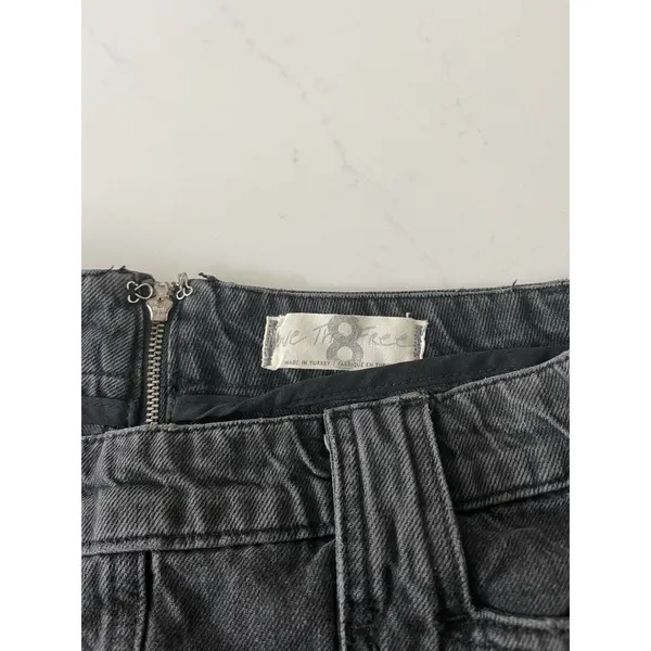 Free People Womens Skirt Black Size 8 Elisa Denim Distressed Slit - Image 4