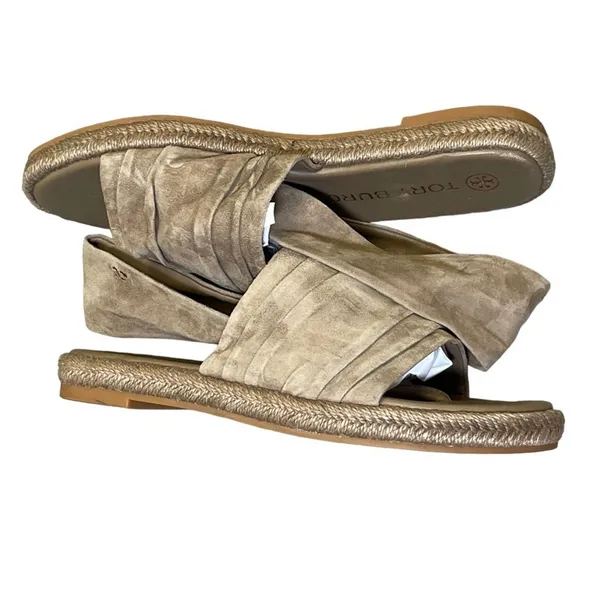 Tory Burch Gathered Slingback Strap Coastal Suede Espadrille Sandals Size 7.5 - Image 7