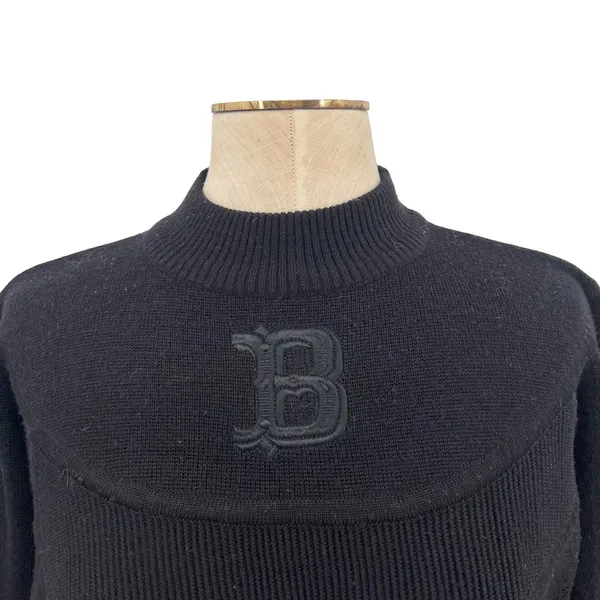 Bogner Vintage 90s Ski Mock‎ Neck Wool Blend Logo Sweater Black Size Small - Image 3