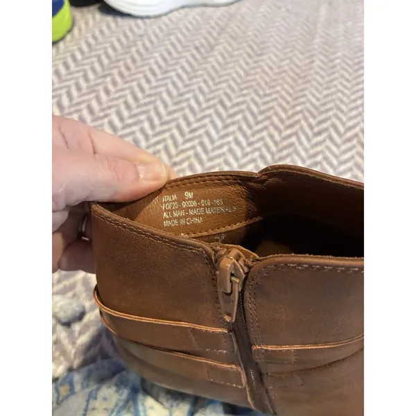 Frye & Co Italia Brown Ankle Boots Womens Size 9M Side Zip Block Heel Booties - Image 6