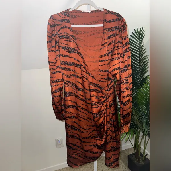 Anine Bing Penelope 100% Silk Mini‎ Dress Zebra L - Image 6