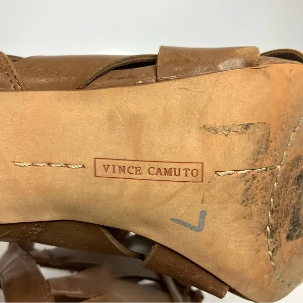 Vince Camuto Elettra‎ peep toe cone heels brown leather women’s size 10 - Image 9