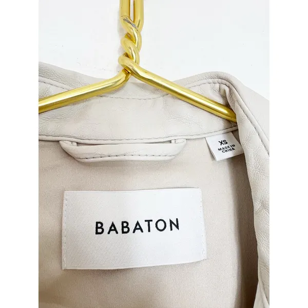 Aritzia Babaton Ava Jacket Vegan Leather Matte Pearl Belted Coat Size XS - Image 6
