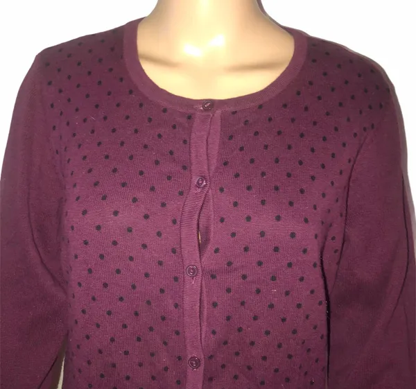 Croft & Barrow Polka Dot Buttoned Cardigan - Image 3
