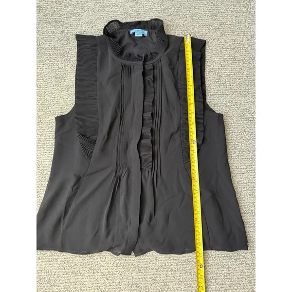 CeCe Black Sleeveless Pleated Ruffle Mock Neck Blouse Top‎ Small - Image 5