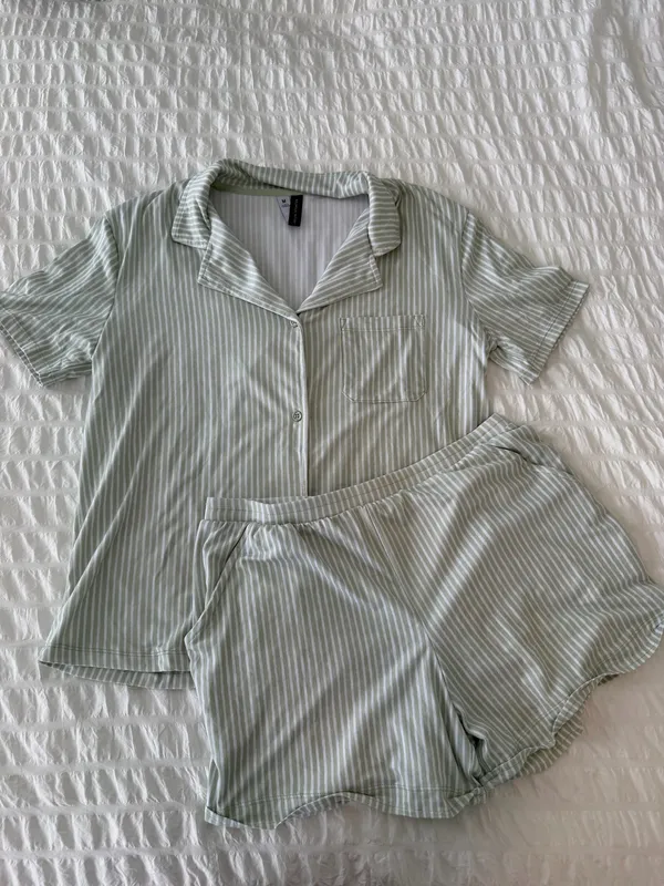 Kohl's Green Striped PJ Set - Image 2