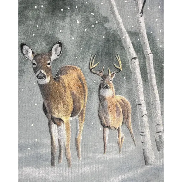 Vintage Artisans Deer Winter Scenic Cardigan Small Woodland Cabincore Pockets - Image 5