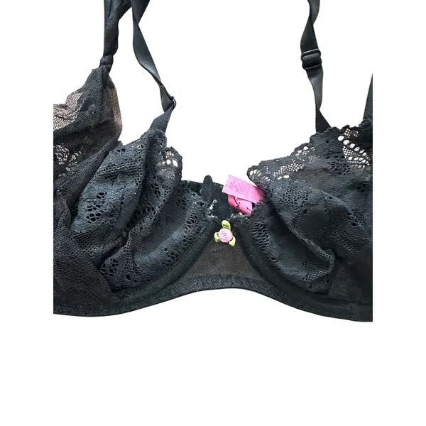 BETSEY JOHNSON Intimates Lace Underwire Bra Black 34B - Image 2