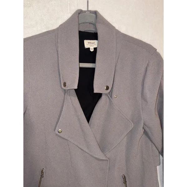 Wilfred Aritzia‎ Gray Mayet crepe moto Jacket Asymmetrical Snap Zipper Cuff - Image 6