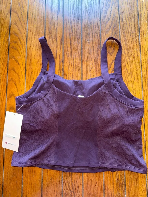Lululemon Align Lace-Panel Tank Padded Black Plum Size XL/Size 12 NWT - Image 2
